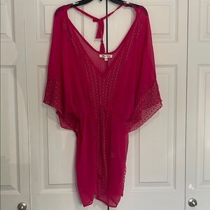 Miken Pink Swim Coverup with Relaxed Fit and V-Neckline